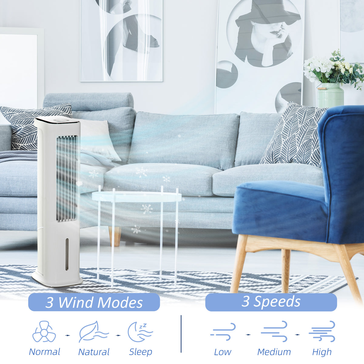 HOMCOM Evaporative Air Cooler in White