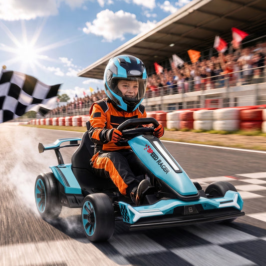 AIYAPLAY 24V Electric Go Kart in Light Blue