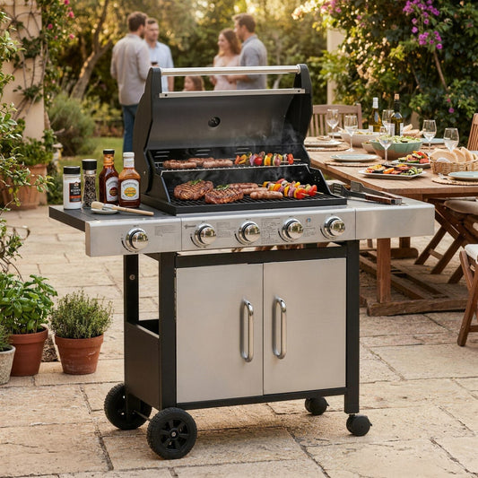 Outsunny Gas Barbecue Grill in Black and Stainless Steel