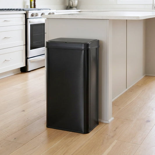 HOMCOM 50L Sensor Bin with Soft-Close Lid, Stainless Steel Automatic Touchless Motion Sensor Kitchen Bin, Black