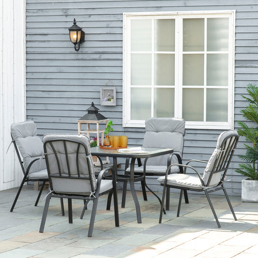 Outsunny 5 Pieces Outdoor Square Garden Dining Set in Grey