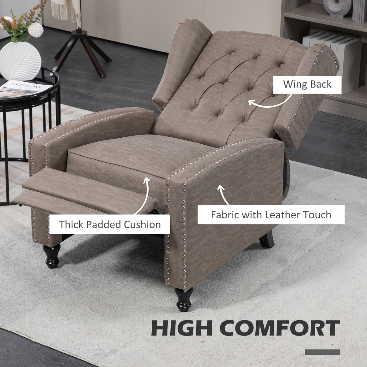 HOMCOM Chesterfield-Style Reclining Armchair in Brown