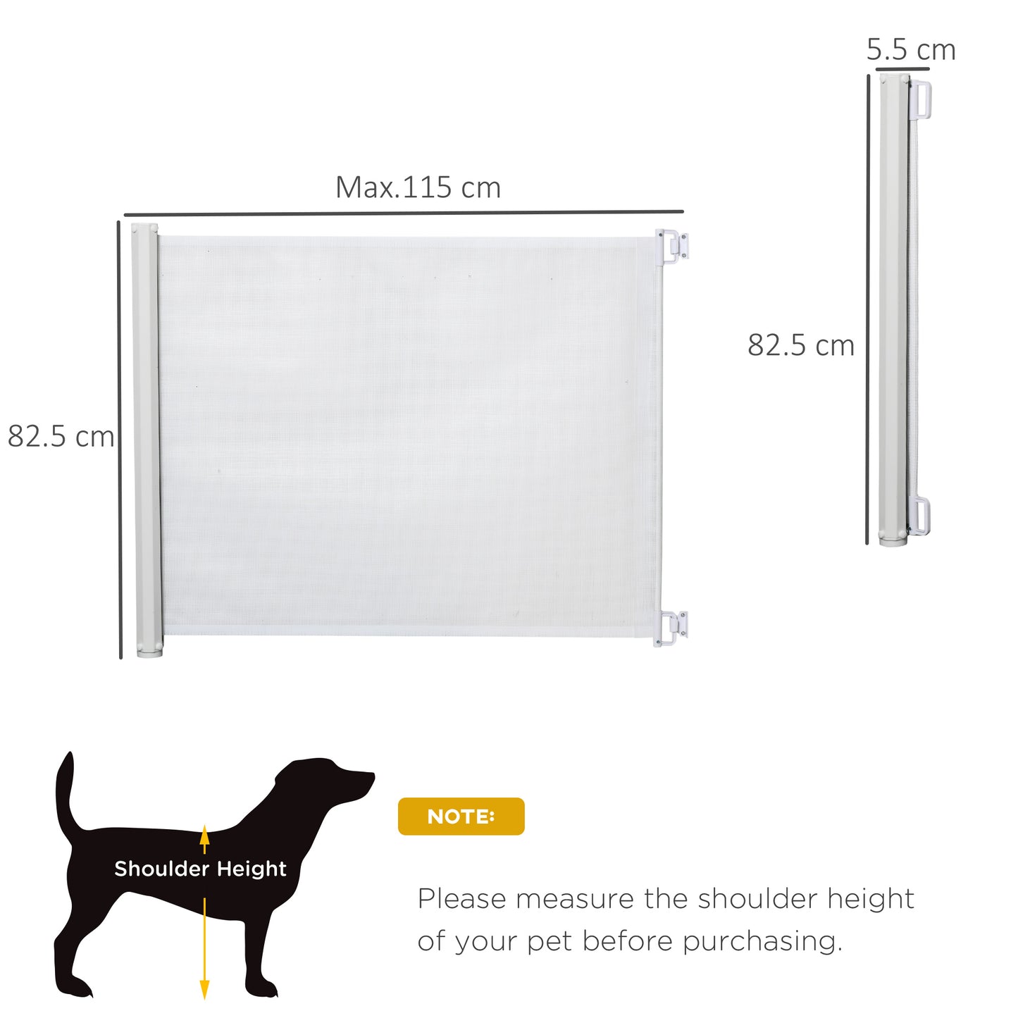 PawHut Retractable Stair Gate, Dog Pet Barrier, for Doorway, Staircase, Hallway - White