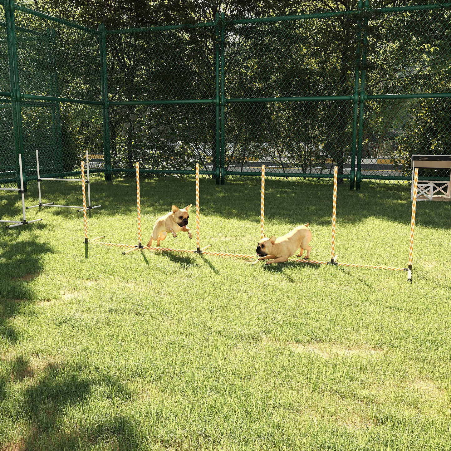 حقيبة حمل صافرة من PawHut Dog Agility Equipment للتدريب في الهواء الطلق للحيوانات الأليفة مع 6 أعمدة منسوجة