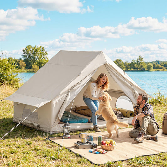Outsunny Inflatable Tent Waterproof in Beige