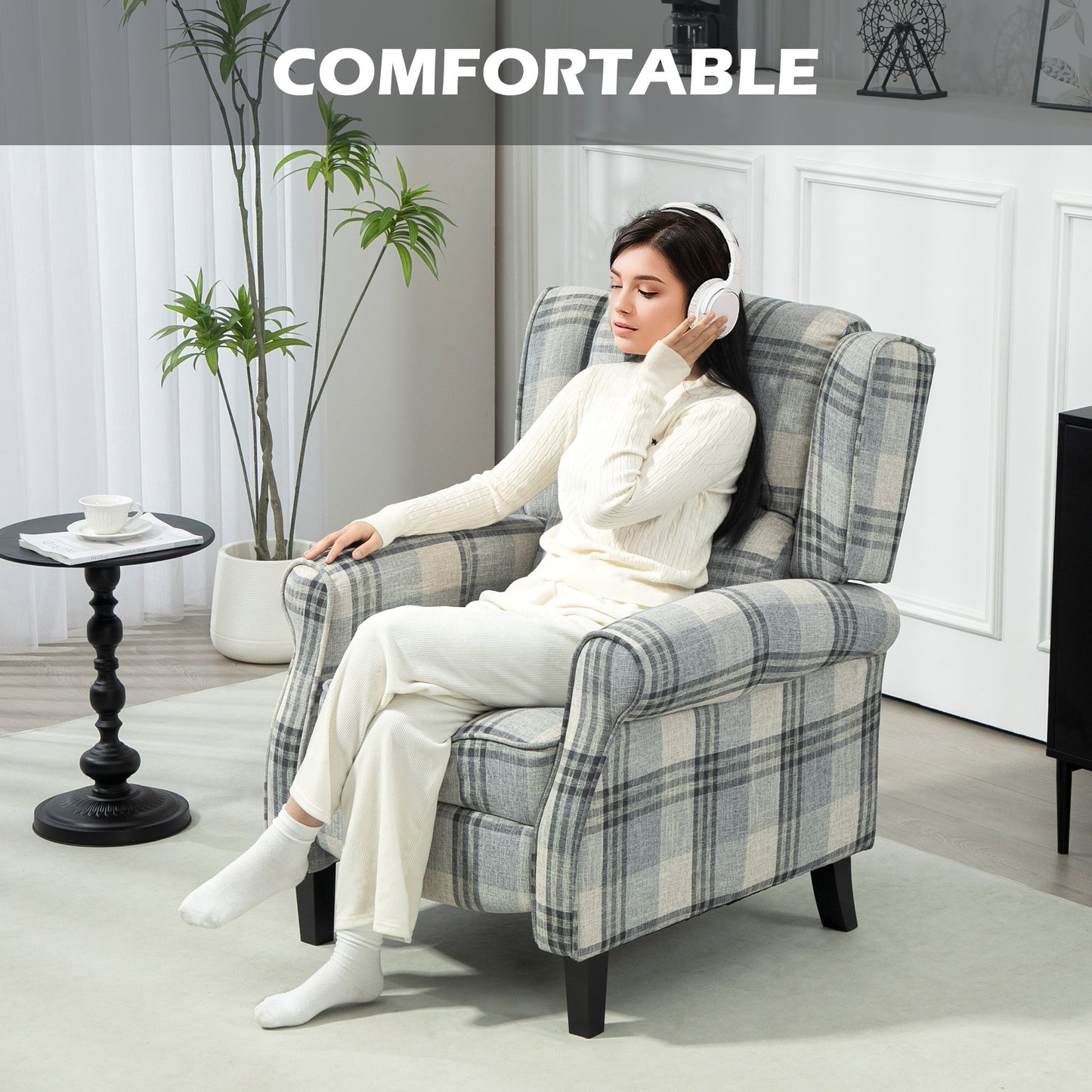 HOMCOM 160 degrees Reclining Armchair, with Footrest - Grey
