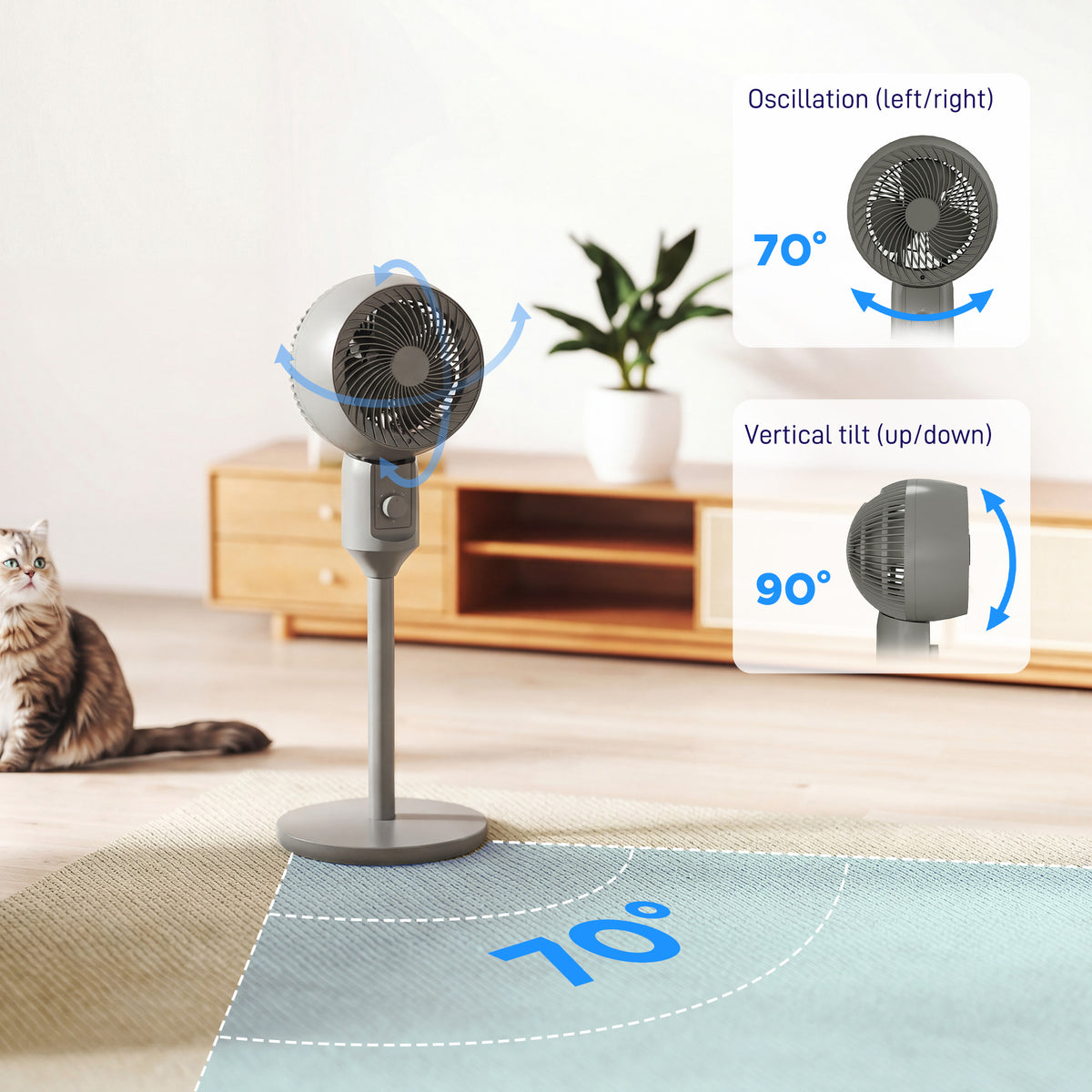 HOMCOM Air Circulator Fan in Grey