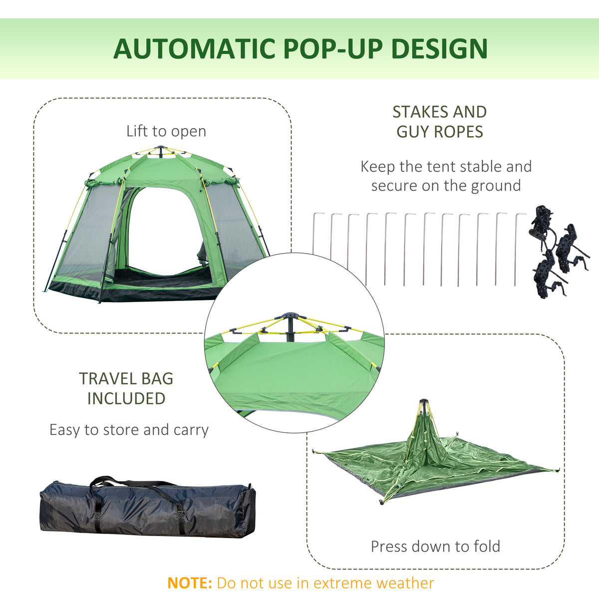 Outsunny 6 Person Pop Up Camping Tent in Green