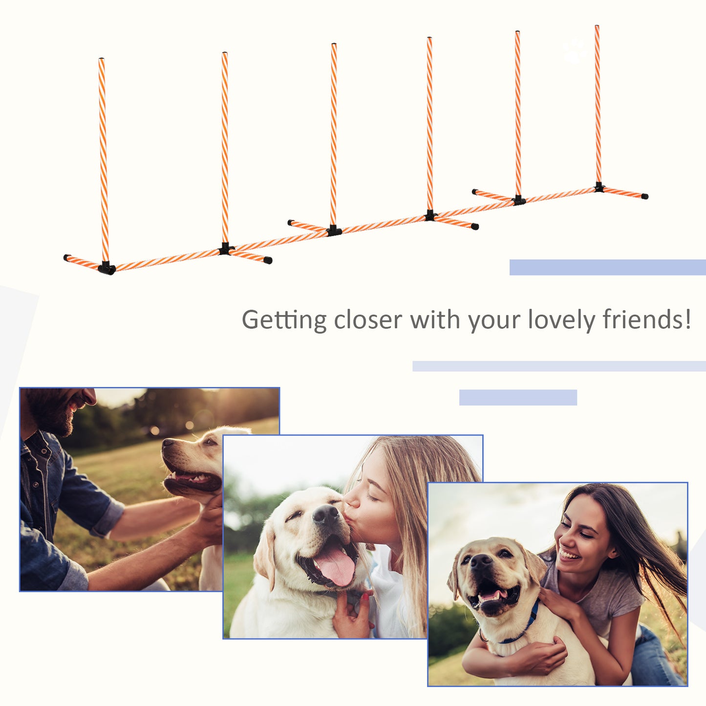 حقيبة حمل صافرة من PawHut Dog Agility Equipment للتدريب في الهواء الطلق للحيوانات الأليفة مع 6 أعمدة منسوجة