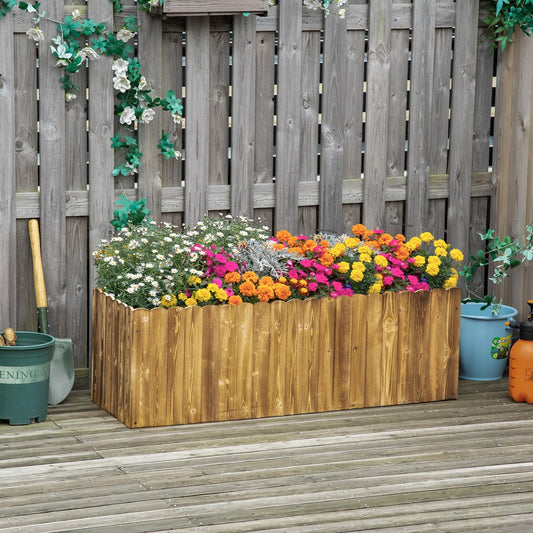 Outsunny 172L Raised Garden Bed in Natural Wood Colour