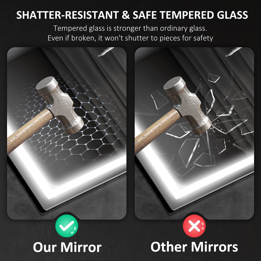 Comparison of the shatter-resistant tempered glass of the bathroom mirror