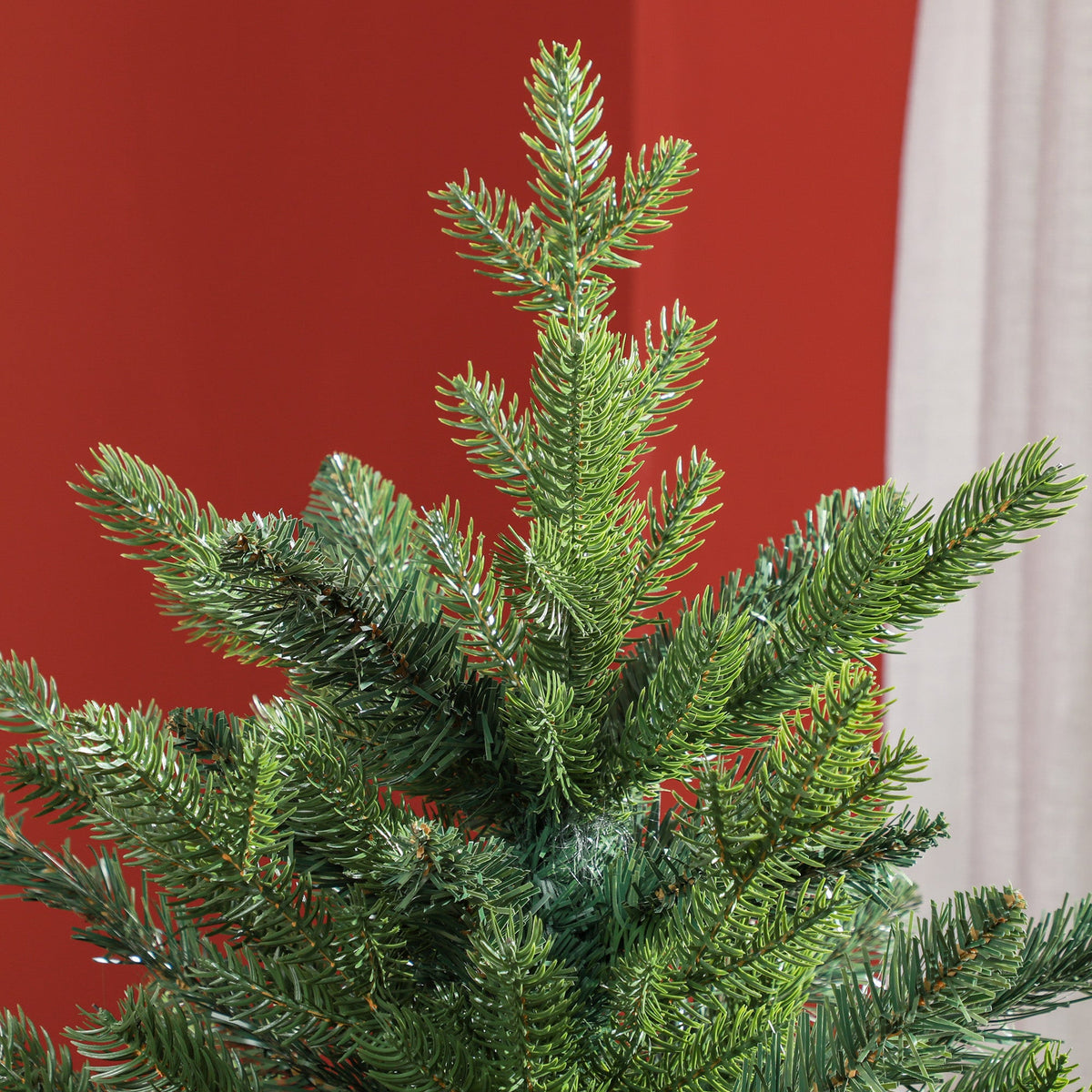 Close up of the top of the artificial Christmas tree