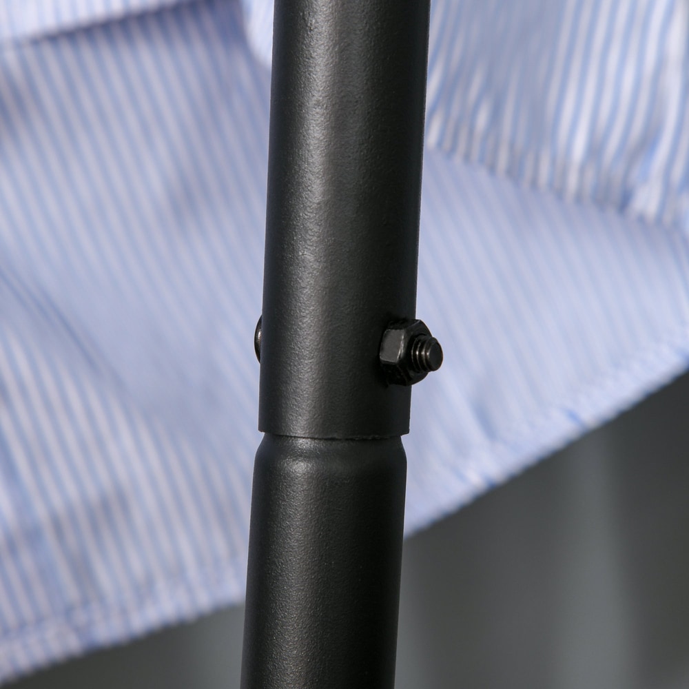 Close-up of the black metal pole and bolt on the coat rack