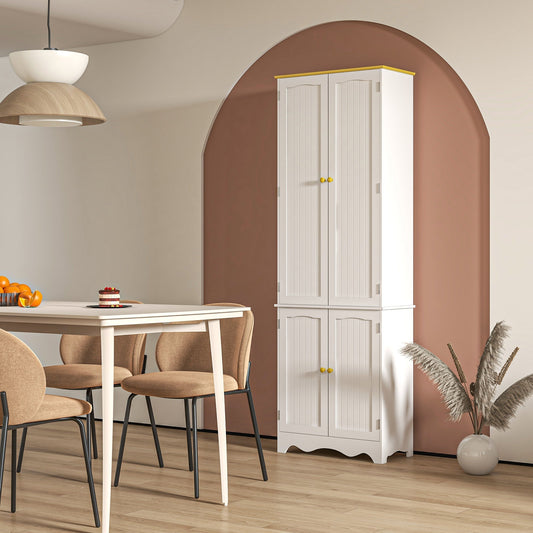The kitchen cupboard standing in a dining room next to a table and chairs