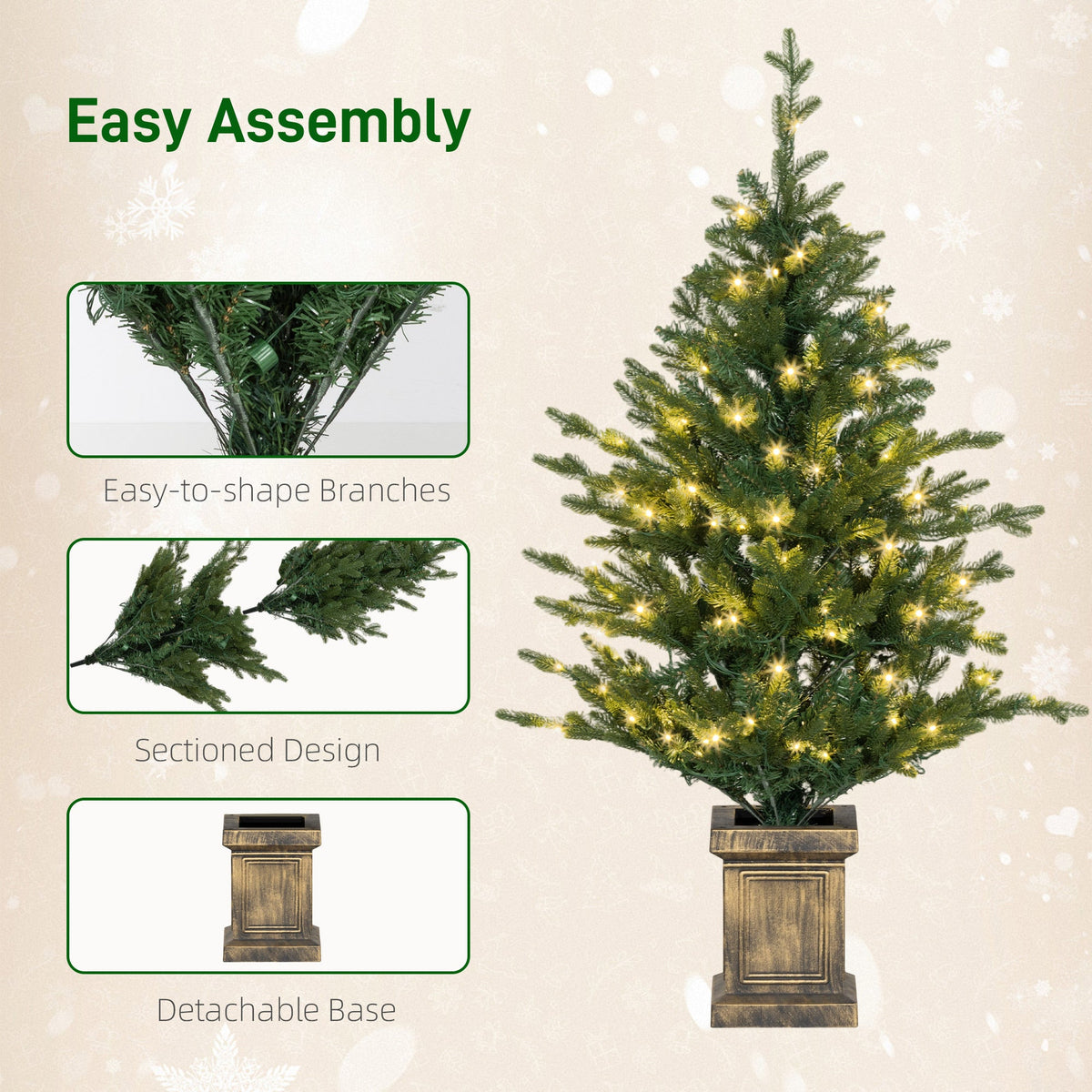 Assembly guide for an artificial Christmas tree with lights