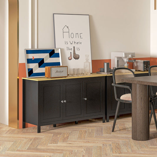 The storage cabinet is shown in a modern dining room setting with a table and chairs