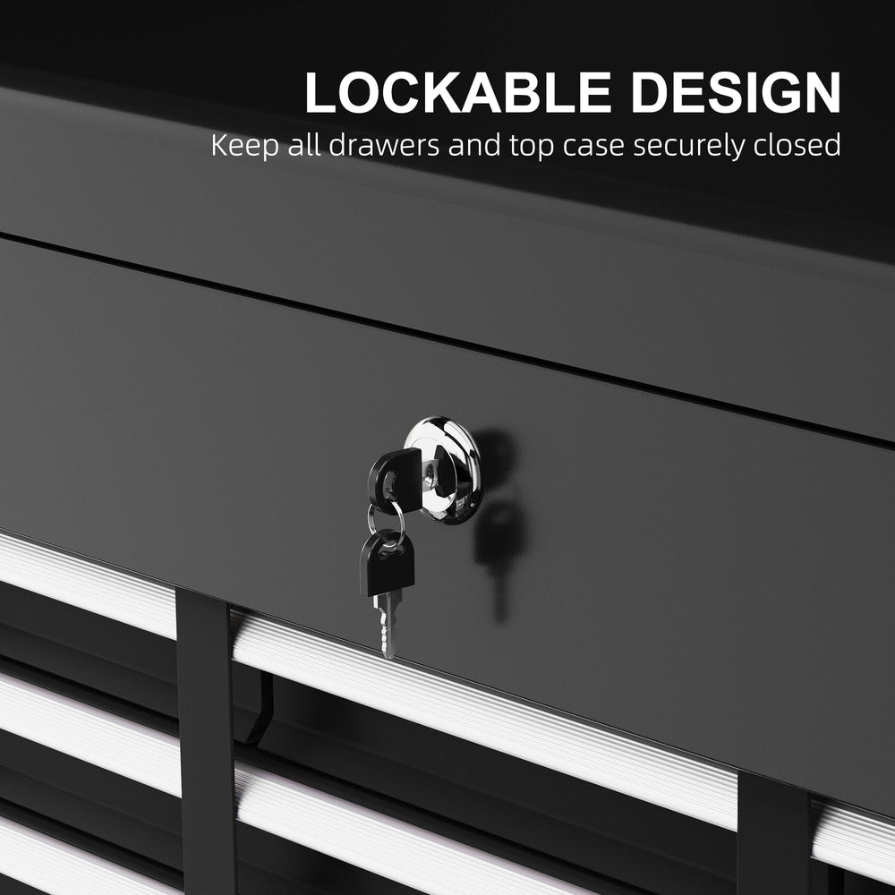 Close up of the lock mechanism on the tool box with a key inserted