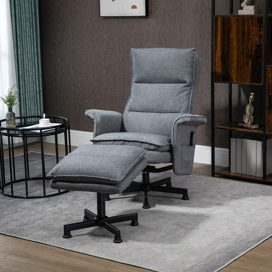 The massage recliner chair and footstool positioned in a modern living room setting