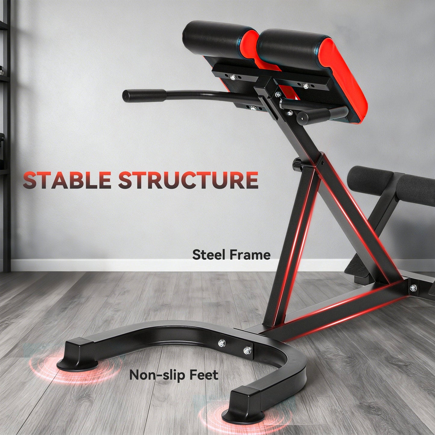 SPORTNOW 45-Degree Hyperextension Roman Chair, 5-Level Adjustable Back Extension Bench, Heavy-Duty Home Gym Equipment, Red
