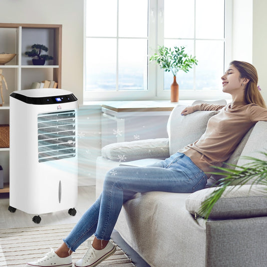 HOMCOM Portable Air Cooler in White