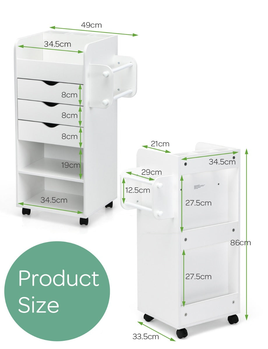 Craft Storage Cart with Mobile Drawers Shelves for Living Room