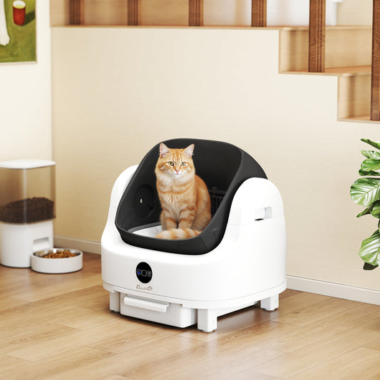 PawHut Self Cleaning Cat Litter Tray Top Opening Design, Automatic Litter Box More Space with Integrated Security Protection