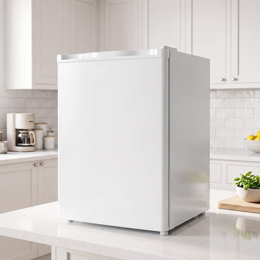 HOMCOM 73 L Mini Fridge with Chiller Box, Single Door Compact Refrigerator, Adjustable Thermostat, Reversible Door, White