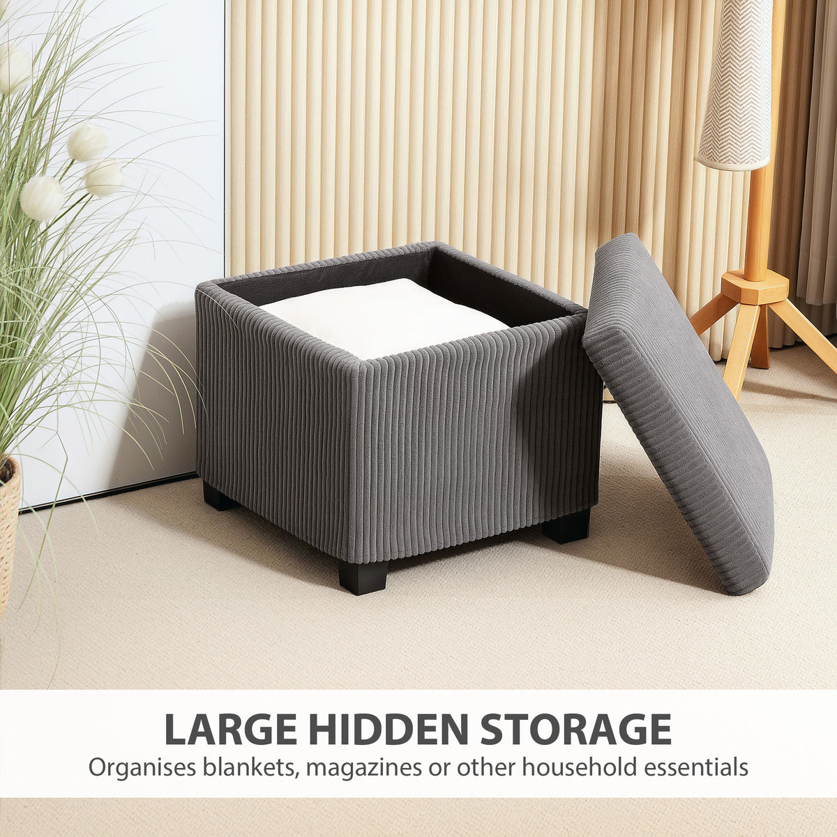 HOMCOM Storage Ottoman Bench in Grey