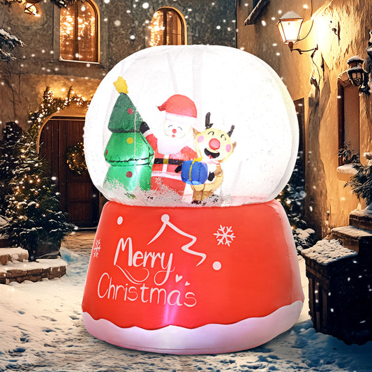 Outsunny 5.5ft Inflatable Snow Globe Christmas Decoration in Red