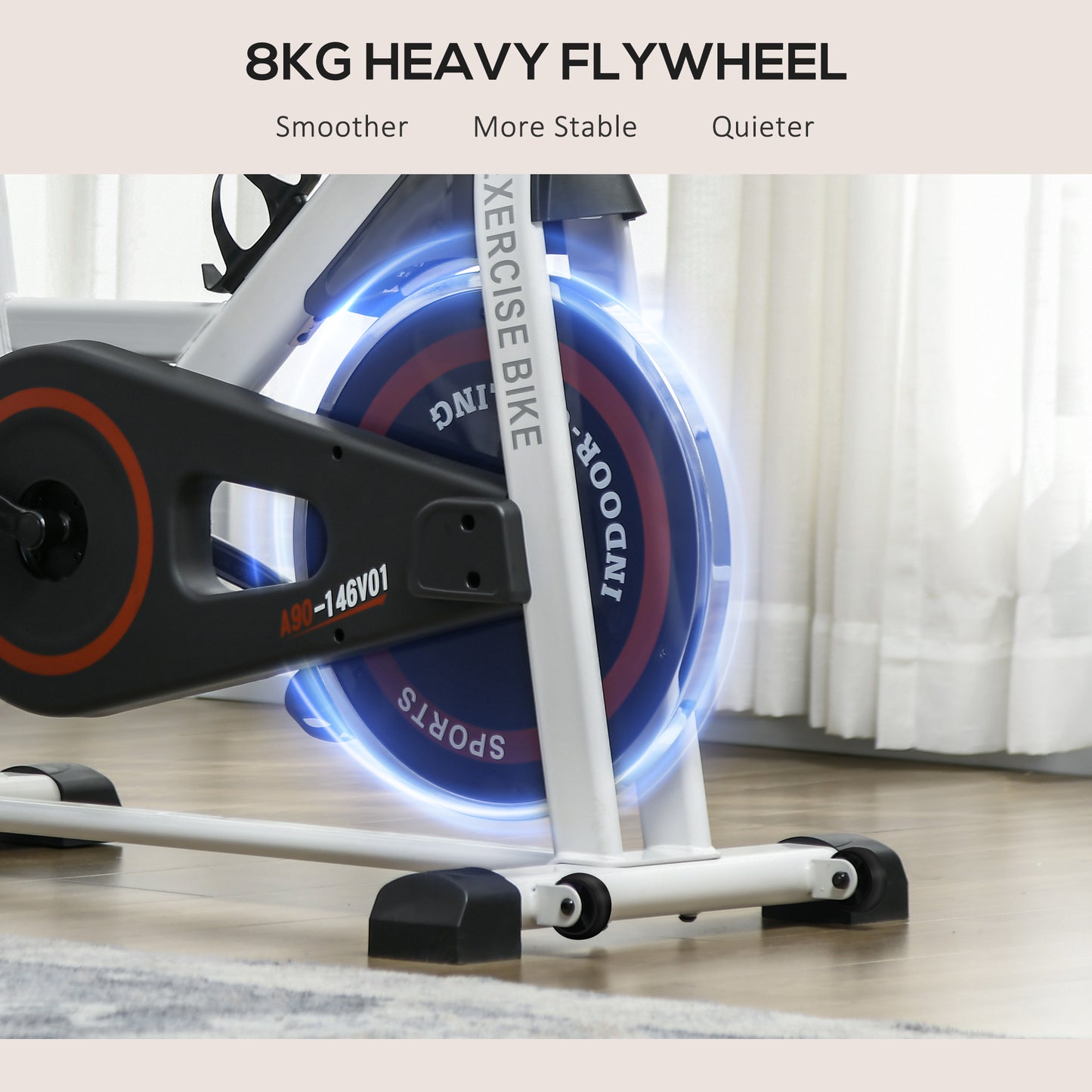 HOMCOM Exercise Bike, 8kg Flywheel Stationary Bike Indoor Cycling Machine with Adjustable Resistance Seat Handlebar, Black