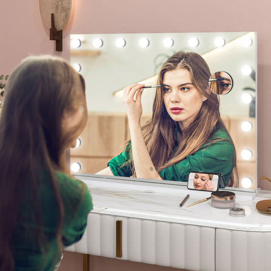 HOMCOM Hollywood Vanity Mirror with Lights in White