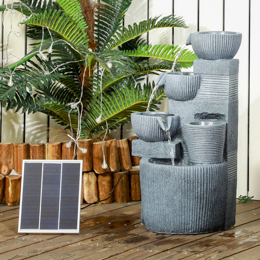 Outsunny Solar Powered Outdoor Water Fountain in Dark Grey