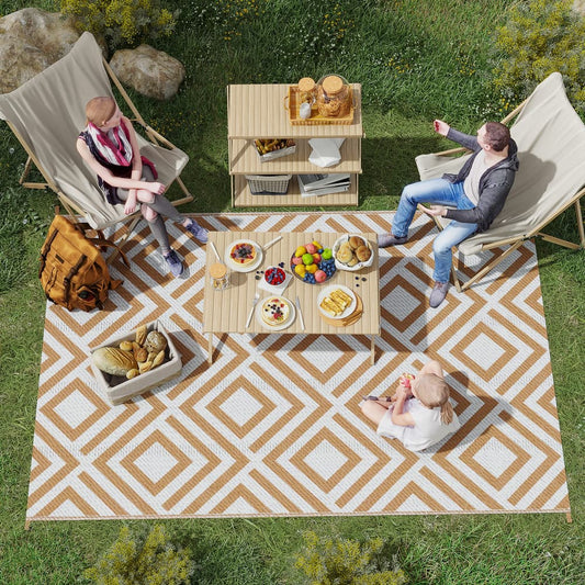 Outsunny Reversible Outdoor Rug in Brown