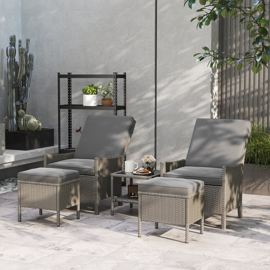 Outsunny 5 Piece Rattan Garden Furniture Set in Dark Grey