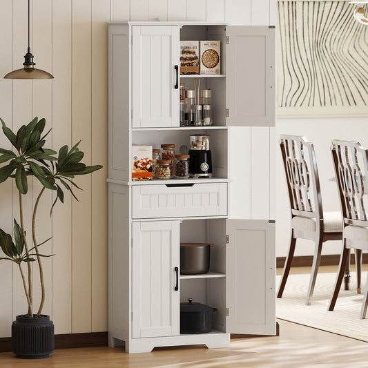 HOMCOM 172 cm Tall Kitchen Pantry Cupboard in White