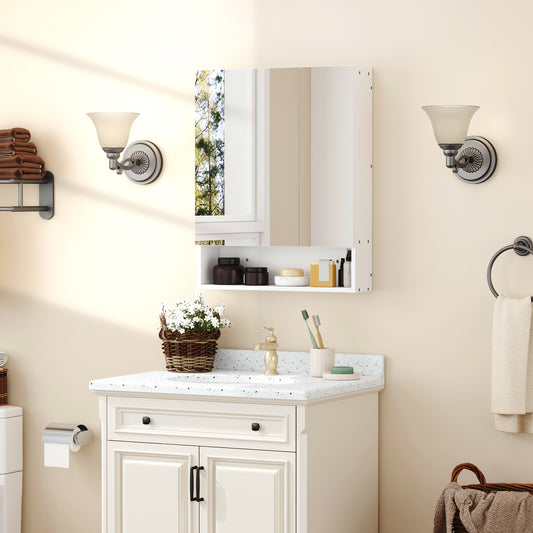 kleankin Bathroom Cabinet with Mirror in White