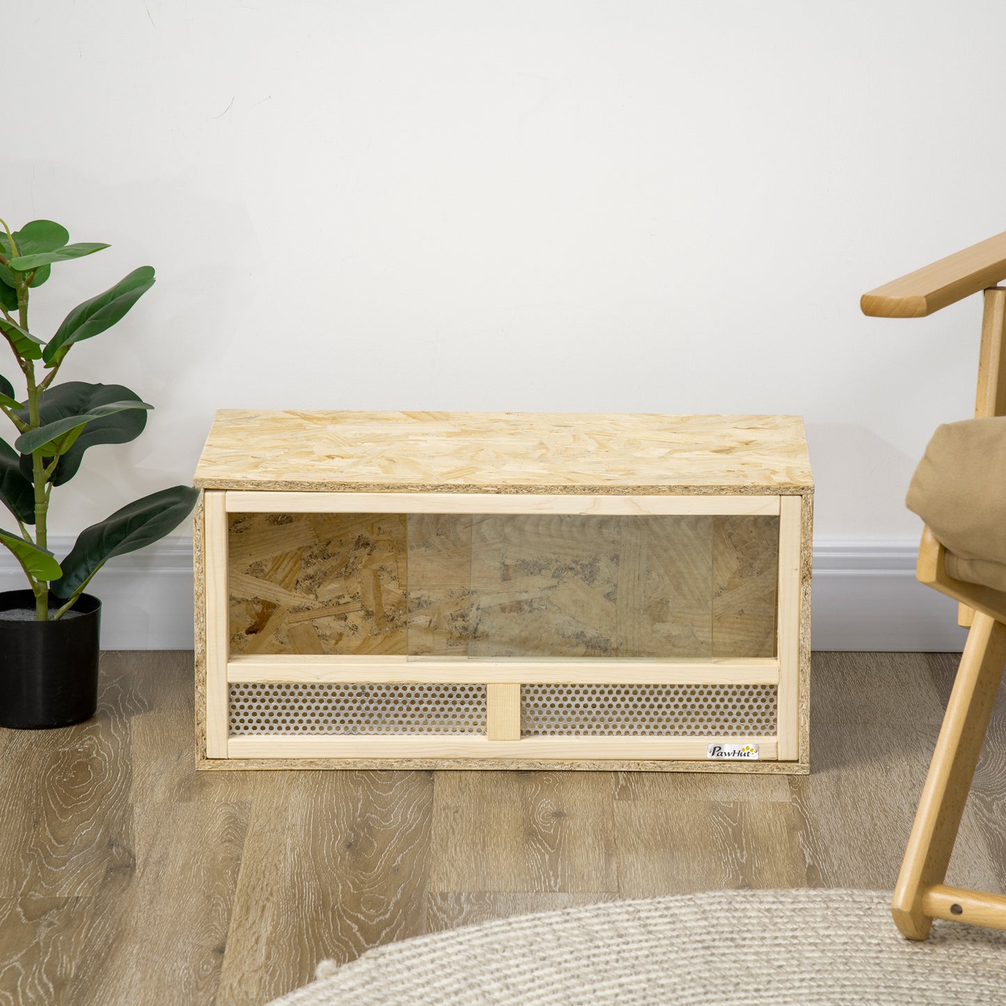 مسكن الزواحف PawHut Terrarium Vivarium مع أبواب منزلقة شفافة وشبكة قابلة للتنفس، للسحالي والضفادع ذات القرون والثعابين والحرباء، 60 × 29.5 × 29.5 سم