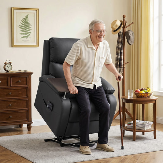HOMCOM Riser Recliner Chair with Massage and Heat in Black
