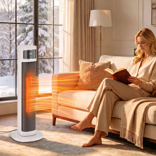 HOMCOM Portable Space Heater, 2000W Ceramic Heater with 4 Modes (Eco Mode), Adjustable Thermostat, Remote, Low Energy