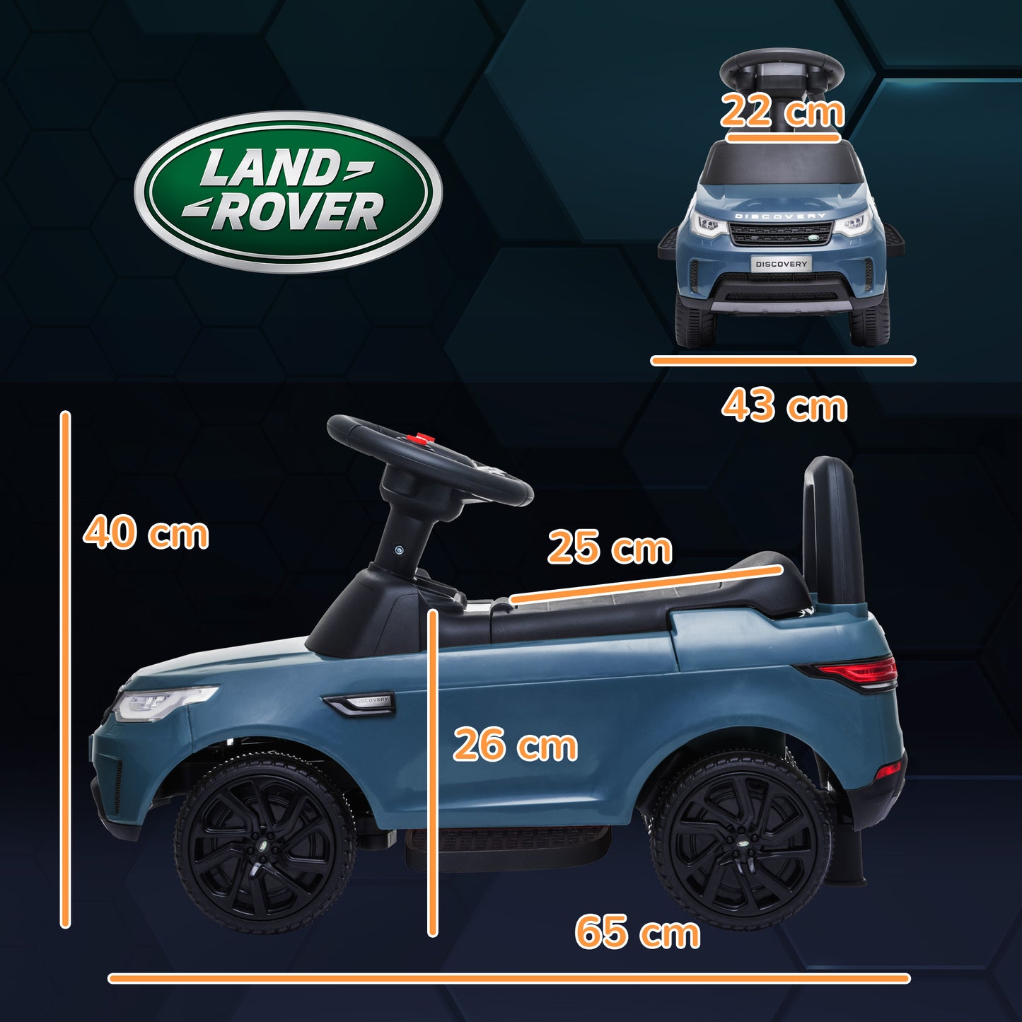 سيارة كهربائية للأطفال 2 في 1 من AIYAPLAY مرخصة من Land Rover بقوة 6 فولت، سيارة منزلقة مع مصابيح أمامية وموسيقى، للأطفال من سن 18 إلى 60 شهرًا، لون أزرق فاتح