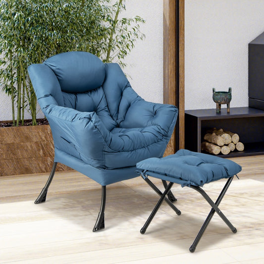 The accent chairs set placed in a bright room with a bamboo plant