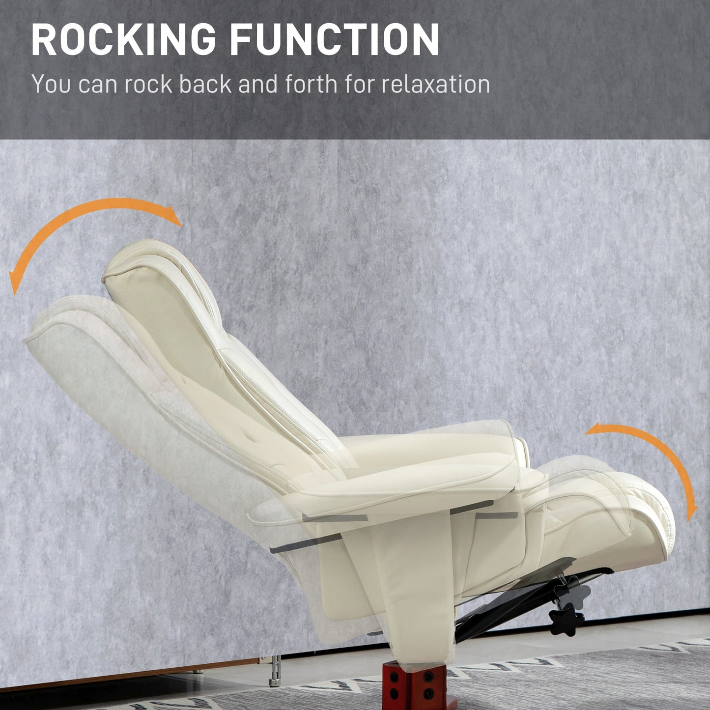 HOMCOM Faux Leather Manual Recliner and Footstool Set - Cream White