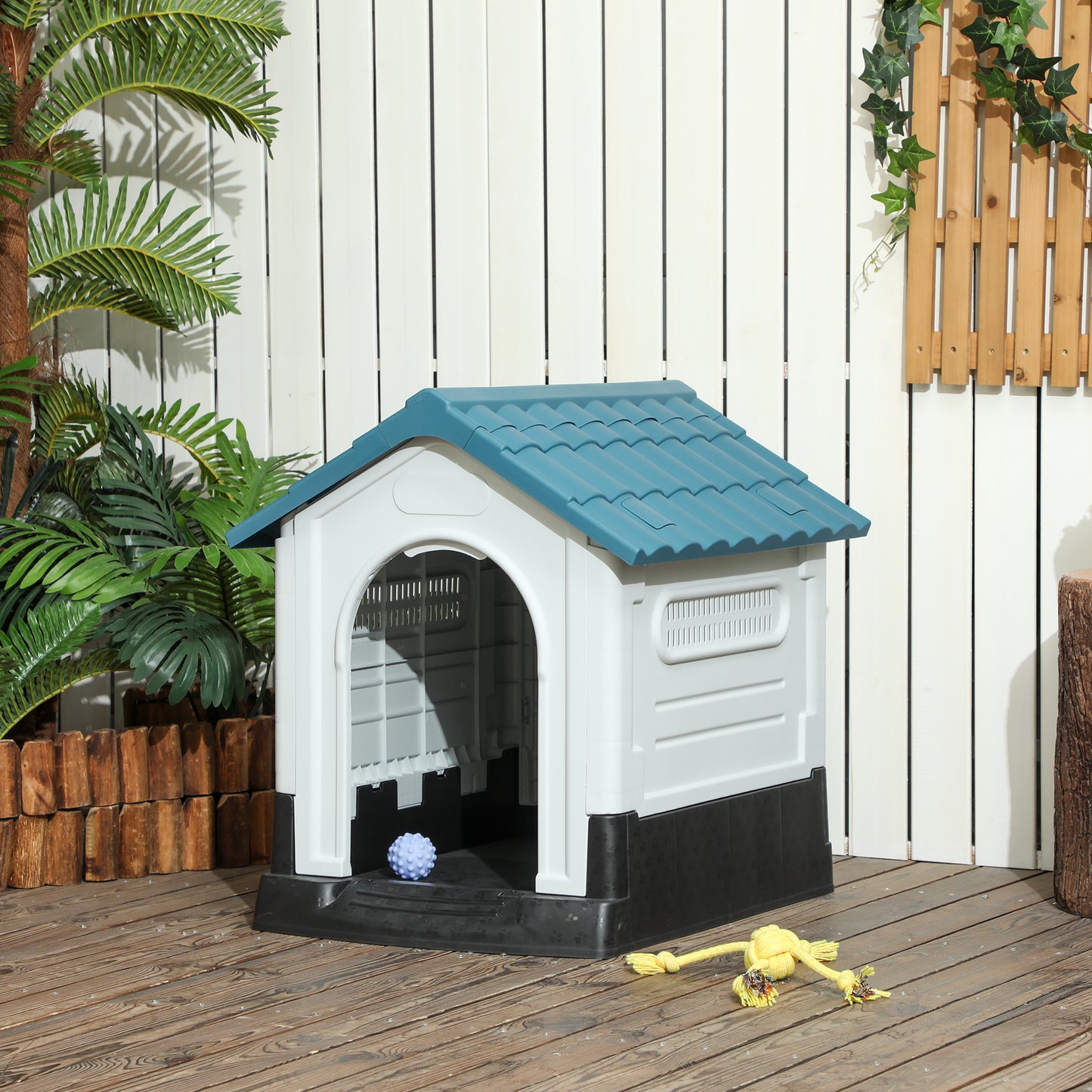 PawHut Outside Dog Kennel House, for Miniature Dogs, 64.5 x 57 x 66cm