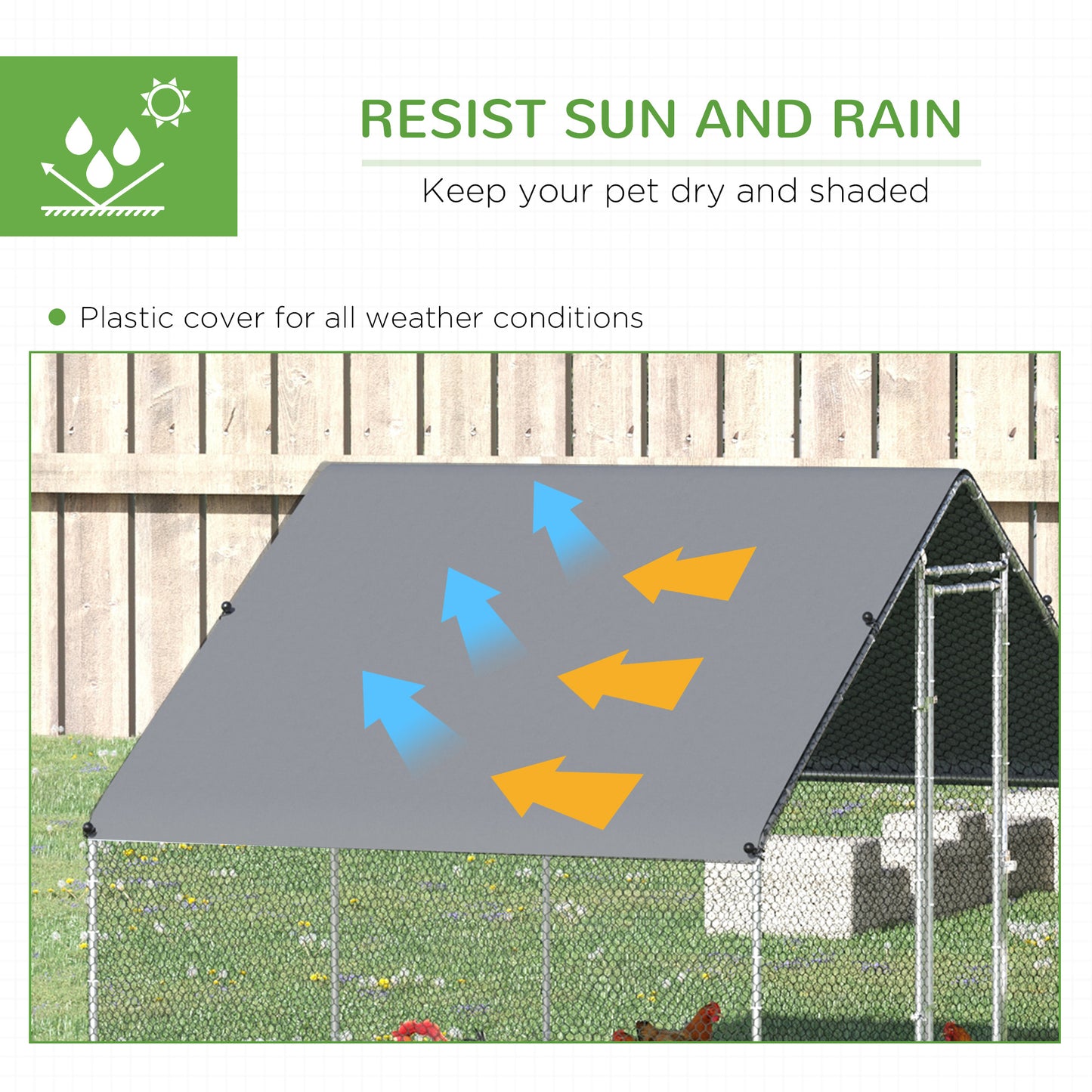 PawHut Walk In Chicken Run مع رف أنشطة الدجاج والغطاء، 3 × 2 × 2 متر