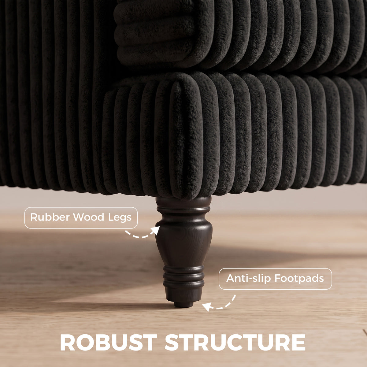HOMCOM Corduroy Single Sofa Armchair in Black