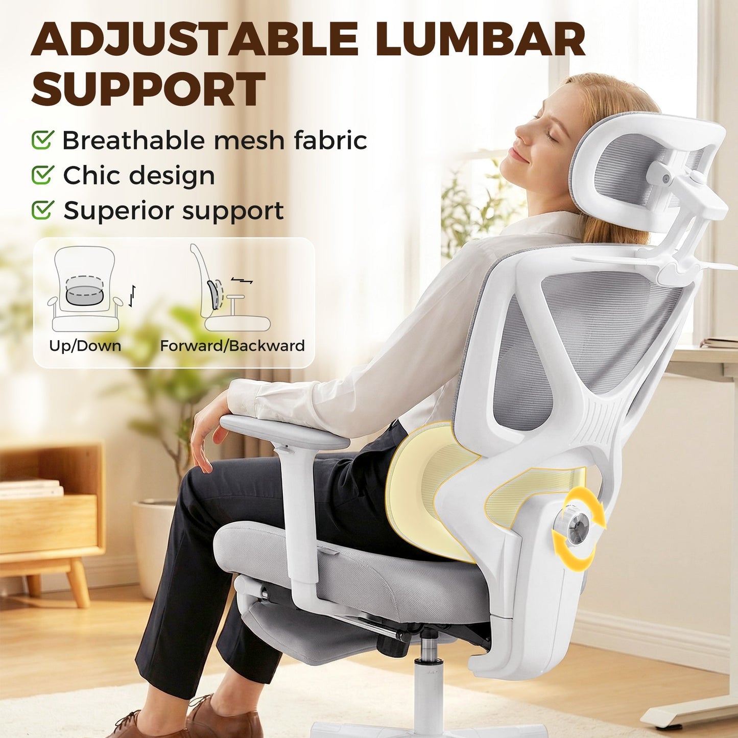 HOMCOM Ergonomic and Adjustable Office Chair - Grey