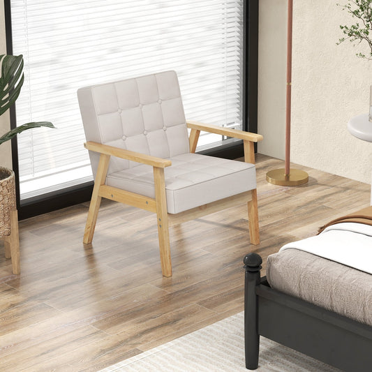 The accent chair placed in a bright bedroom next to a window with blinds