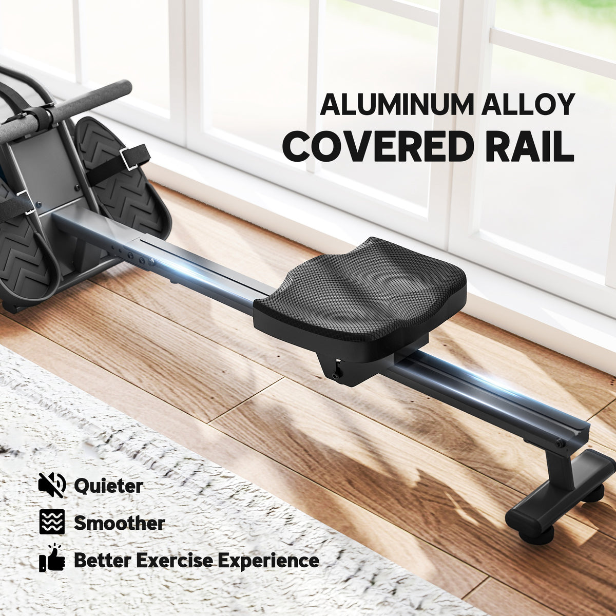 SPORTNOW Water Rowing Machine with Wheels in Black