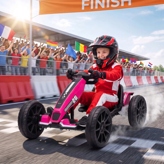 AIYAPLAY 12V Electric Go Kart in Pink