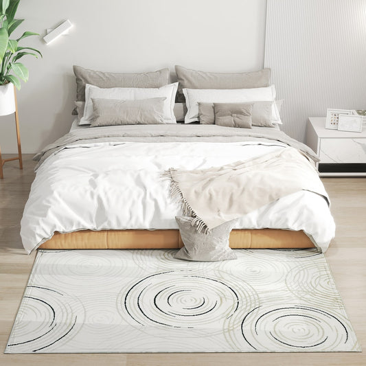 HOMCOM Modern Area Rug in Cream White